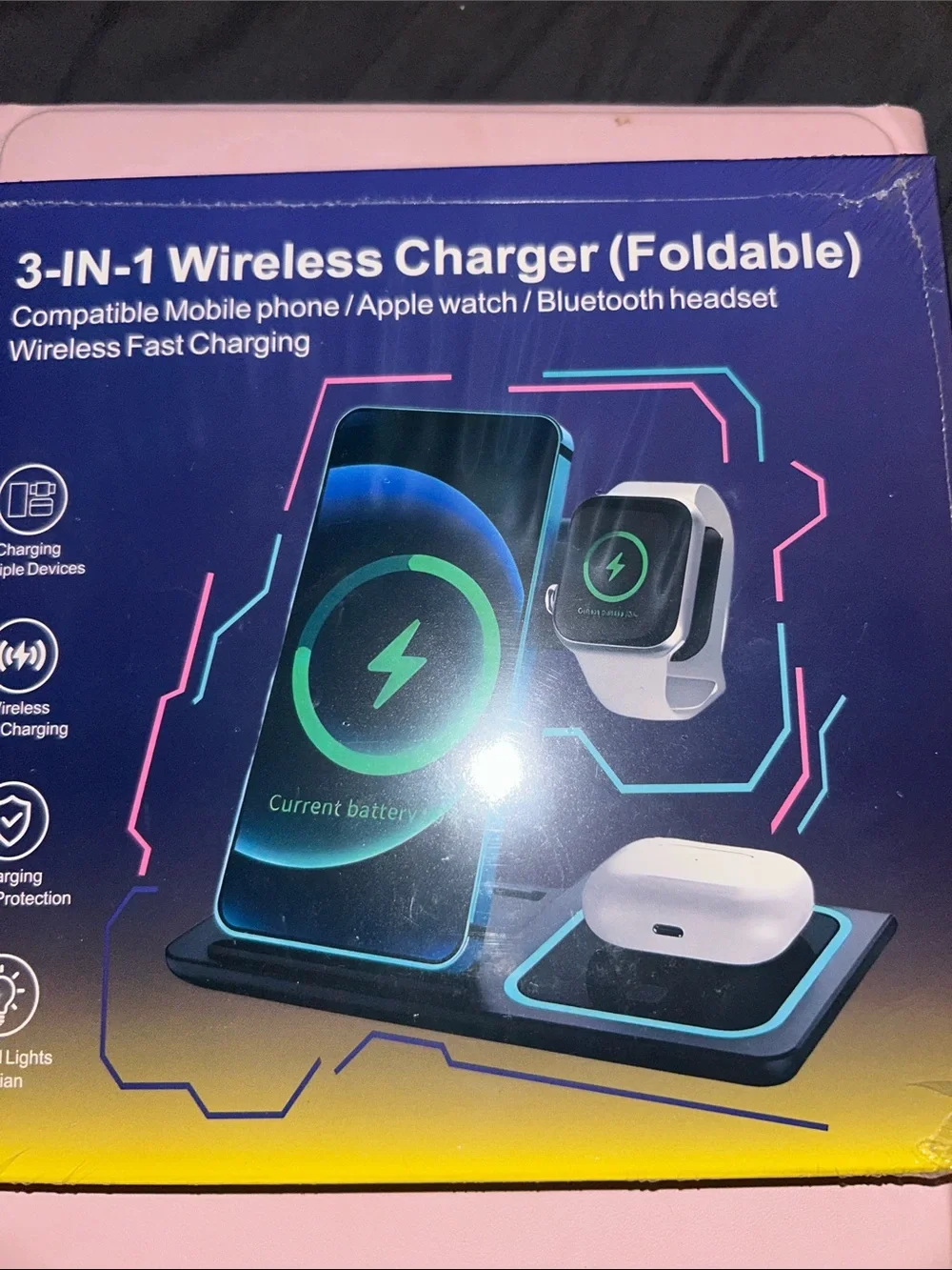 Foldable 3-in-1 Wireless Charging Stand - White